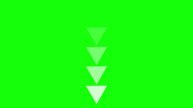 White arrow sequence falling on green screen background video clip