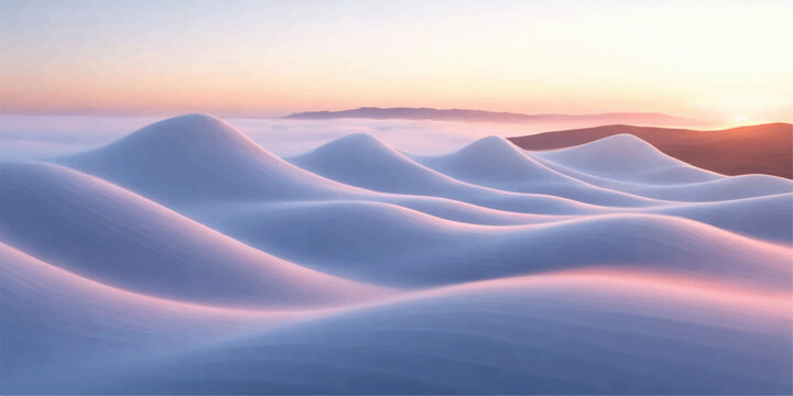 Golden clouds drift over the Sahara desert as the sun rises and sets behind sand dunes and distant mountains in this dry nature landscape