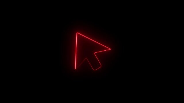 Neon cursor icon progressing across black background stock footage