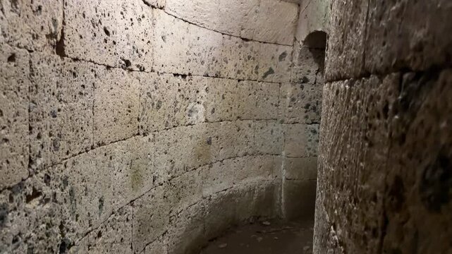 Detailed Carving of a Hallway in the Soft Tufa Stone