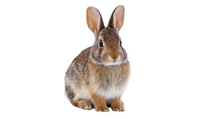 Obraz premium Brown fluffy rabbit with long ears sitting attentively