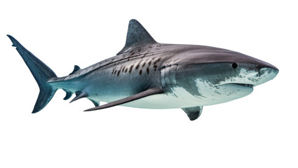Fototapeta premium Leopard shark swimming side view with dark spots and fins