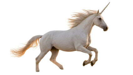 White galloping unicorn with flowing mane and horn © Isolde