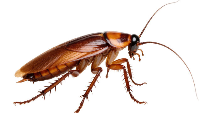 Brown American Cockroach with Long Antennae and Spiny Legs
