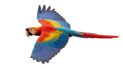 Scarlet macaw parrot in flight with vibrant plumage © Isolde