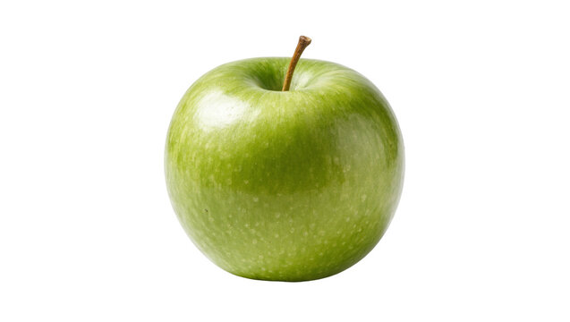 Green Granny Smith Apple with Stem and Subtle Yellow Highlights