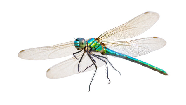 Vibrant iridescent Damselfly with delicate translucent wings