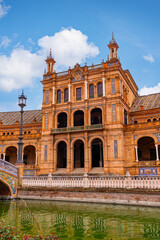 Fototapeta premium The stunning Plaza de Espana, Seville, Andalusia, Spain, built for the Ibero-American Exposition of 1929, designed by Anibal Gonzalez