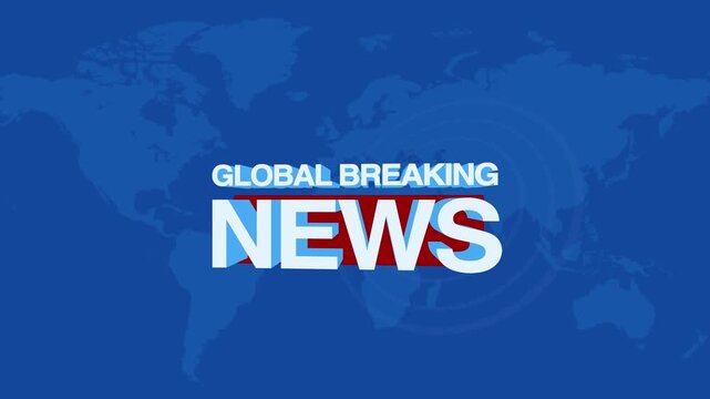 Global breaking news animation background for world news broadcast 4K
