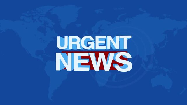 Urgent news animated text for breaking headline broadcast 4K