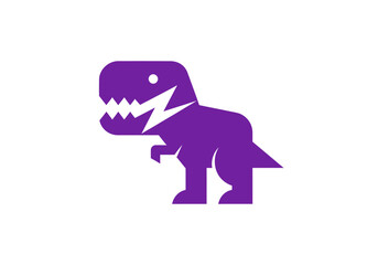 Purple T-Rex dinosaur icon with lightning bolt on white background © yan