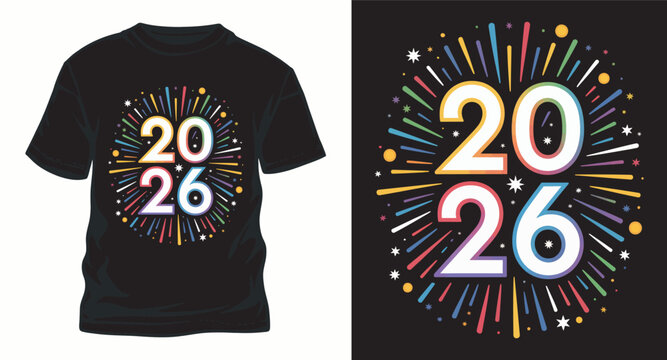 2026 fireworks t shir design graphic art.