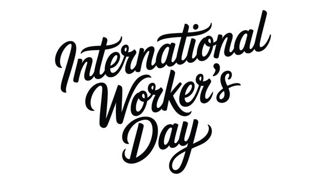 international workers day elegant hand lettering typography design in black script style for labor celebration greeting poster concept