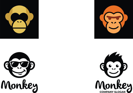 Set of cool monkey mascot logo designs with sunglasses and playful typography for modern brand identity vector illustration,