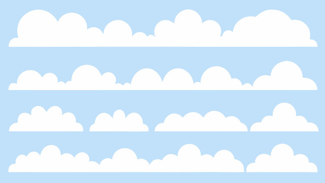 white cloud formations on a light blue background stylized vector illustration