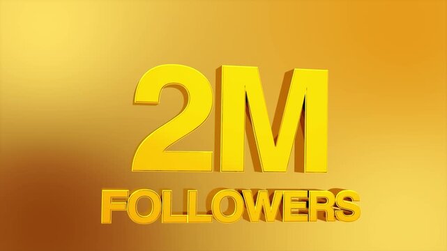 2 million followers milestone celebration text animation for social media growth and influencer success 4K
