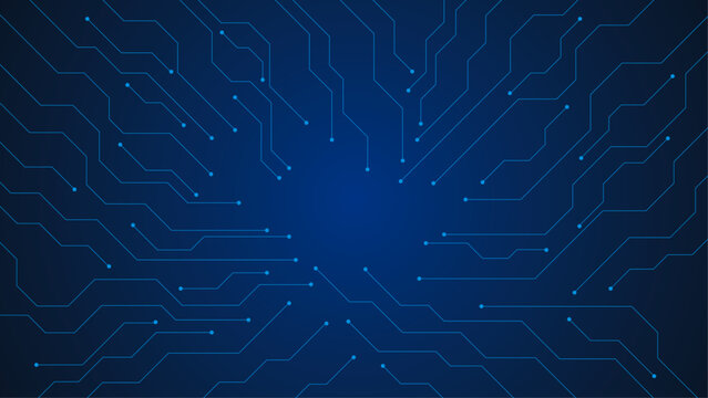 Abstract Blue Circuit Board Background with Digital Technology Lines and Futuristic Network Design