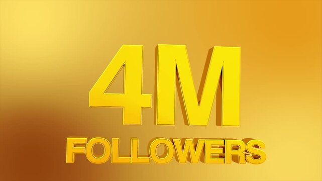 4 million followers milestone celebration text animation for social media growth and influencer success 4K