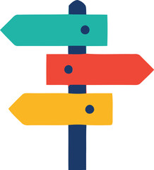 Colorful wooden signpost with three blank directional arrows for travel navigation and wayfinding isolated vector icon © azad