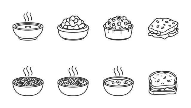 Gourmet Delights Sketch: An array of sketched culinary creations, showcasing a range of delicious dishes, ready to tantalize the taste buds and spark culinary creativity.