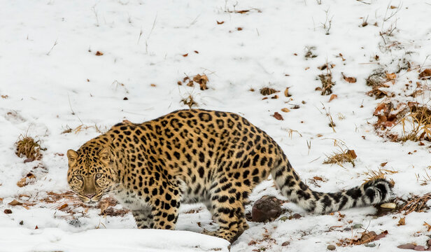 Grace in the Frost: The Amur Leopard on the Hunt