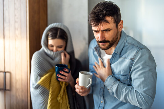 A sick couple supports one another through flu symptoms, fatigue and the quiet recovery moments