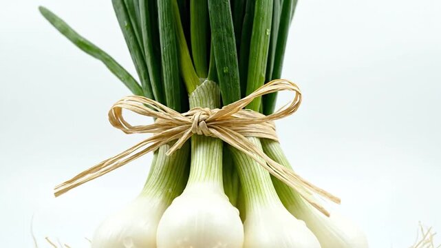 Bunch of Fresh Spring Onions Tied with Twine