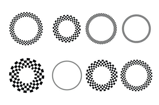 Geometric Circular Pattern with Checkerboard Effect