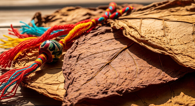 Dried tobacco leaves Indigenous sacred plant used in ceremonies and offerings. Cultural and spiritual significance during National Indigenous History Month