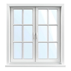 Obraz premium White double-hung window with a grid pattern, clear glass