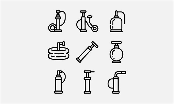 Air Pump Line art vector icon set filled trendy design vector illustration