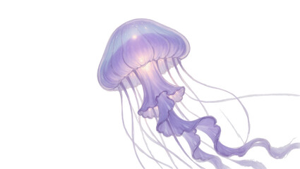 Purple bioluminescent jellyfish with flowing tentacles and subtle highlights © Rowan