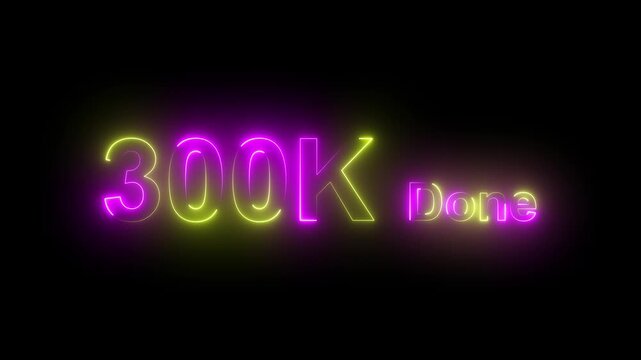 Neon 300 k temperature sign with purple and green glow on black background