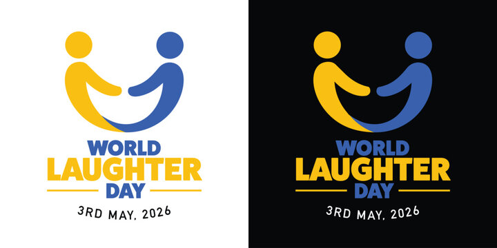 World Laughter Day Logo, Offer, Banner, Sale Offer, Discount, Design, Sticker, Concept, Greeting Card, Template, Icon, Poster, Unit, Label, Web, Mnemonic with smiley and celebrating human figures