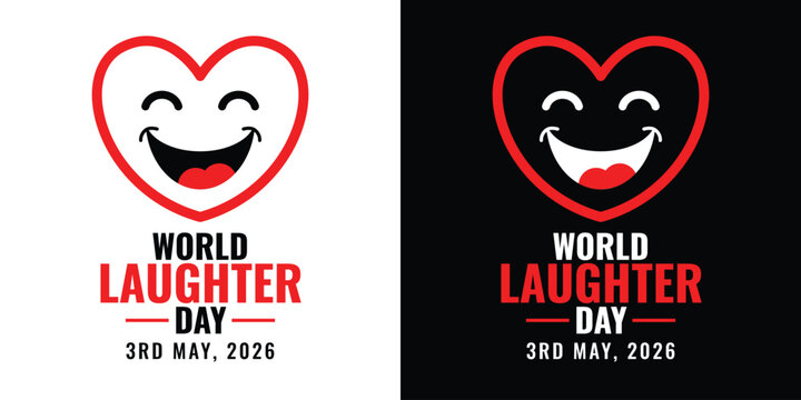 World Laughter Day Logo, Offer, Banner, Sale Offer, Discount, Design, Sticker, Concept, Greeting Card, Template, Icon, Poster, Unit, Label, Web, Mnemonic with smiley and celebrating human figures