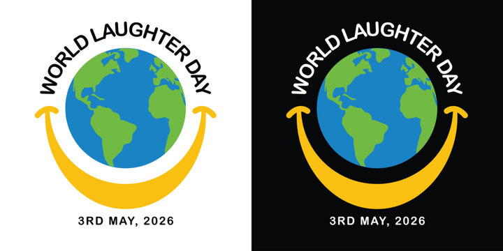 World Laughter Day Logo, Offer, Banner, Sale Offer, Discount, Design, Sticker, Concept, Greeting Card, Template, Icon, Poster, Unit, Label, Web, Mnemonic with smiley and celebrating human figures
