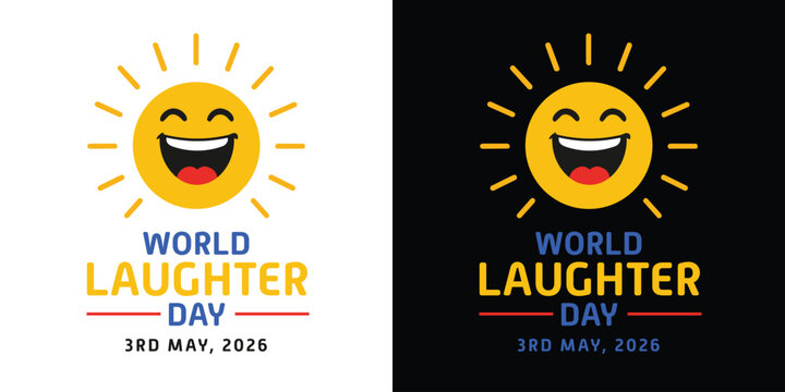 World Laughter Day Logo, Offer, Banner, Sale Offer, Discount, Design, Sticker, Concept, Greeting Card, Template, Icon, Poster, Unit, Label, Web, Mnemonic with smiley and celebrating human figures