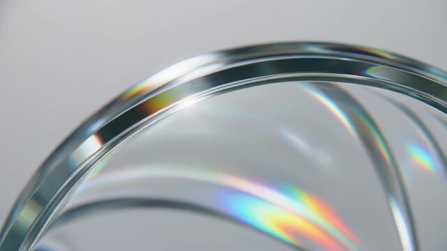 close-up of glass with rainbow reflections