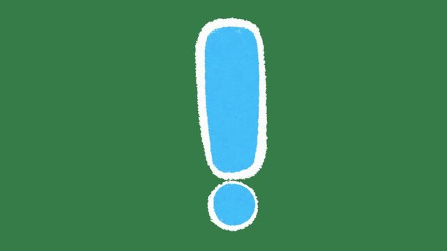 Blue Exclamation Mark 2D Animation on Green Screen | Hand-Drawn Alert Warning Icon hand drawn animation