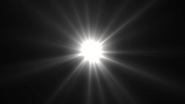 Shining star and light rays motion graphics on black screen, Overlays, light transition, effects sunlight
