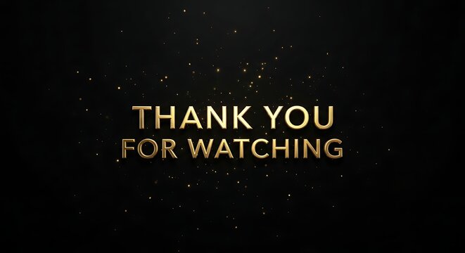 Elegant gold text on black with glowing particles, a refined closing statement