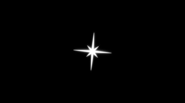 sparkling stars Shine animation, Sparkle Star light Sparkling star animation with flat vector doodle effects and glowing light; 4K black screen motion graphics for creative festive overlays holiday