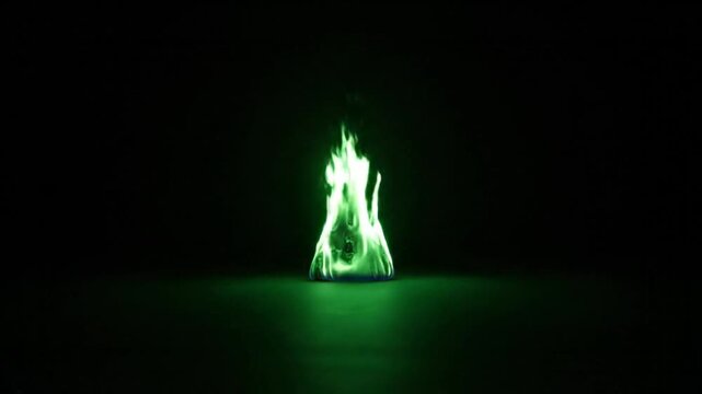 Mesmerizing glowing green flame on a dark background creating a mystical ambiance