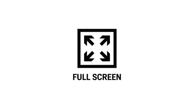 fullscreen icon with expand arrows symbol, maximize display interface button, minimal black ui design isolated on light background