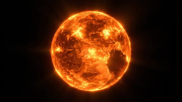 Fiery Globe Burning in Space: Visualizing a Planet's Incineration in the Vast Darkness