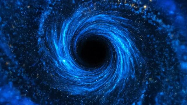 Mesmerizing black hole vortex spiraling in the vast, star-filled, deep space cosmos against a night sky