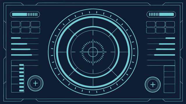 Cyber warfare control panel, futuristic missile guidance dashboard concept