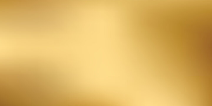 Golden background with soft gradient tones. Shiny yellow gold foil. Glossy shimmering wallpaper. Vector Abstract texture