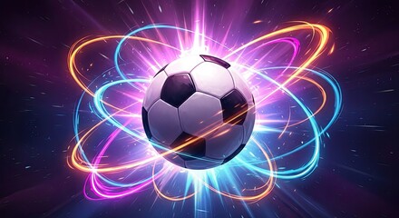 Naklejka premium Electric soccer stunning football stadium background with goal net close up under night lights