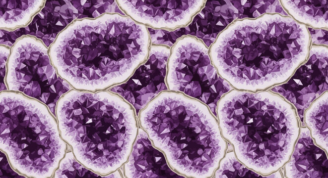 Amethyst geode crystals pattern purple gemstones mineral